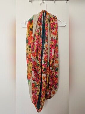 Floral Pink & Orange Lightweight Women's Infinity Scarf